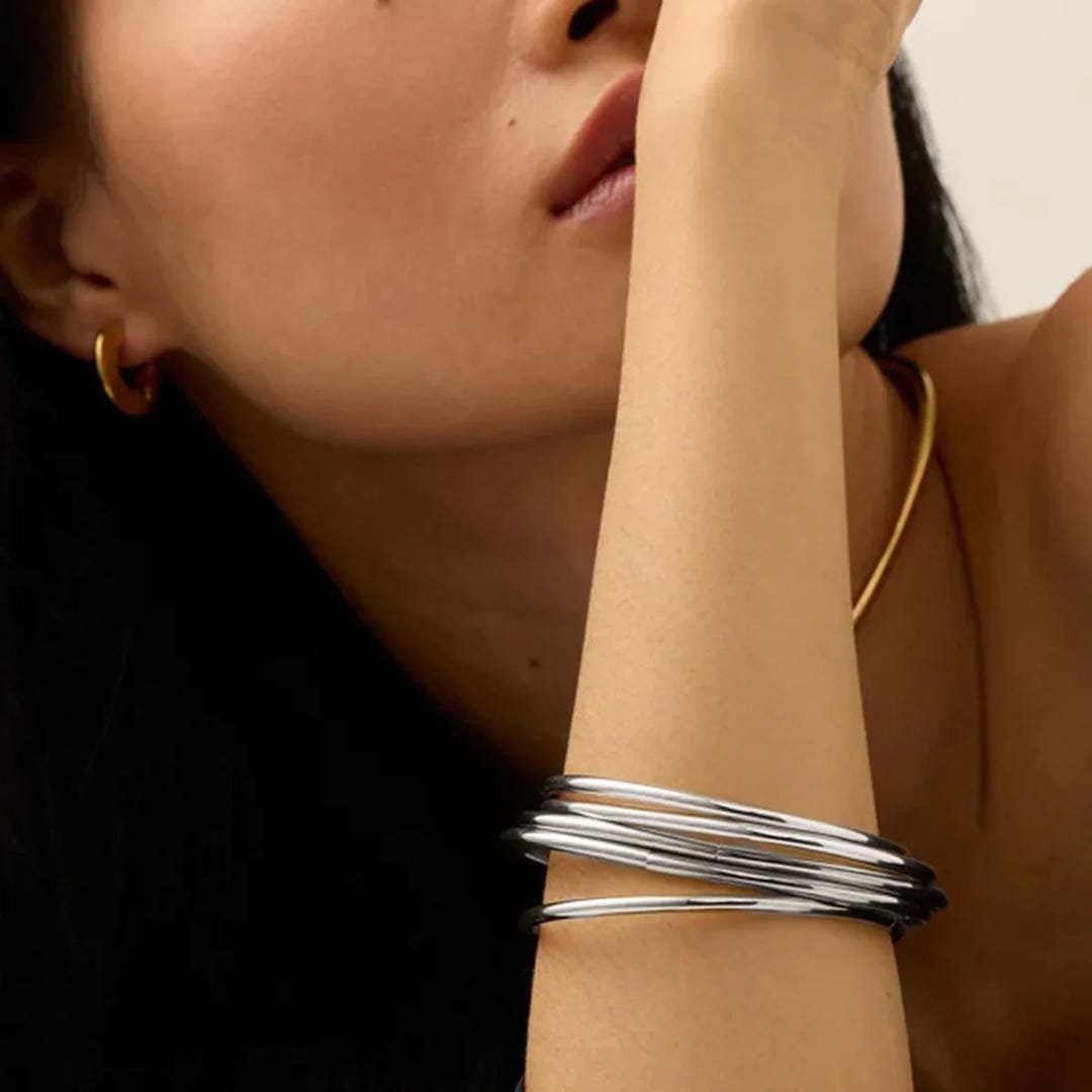 Dazzling Stackable Gold Bangle Set