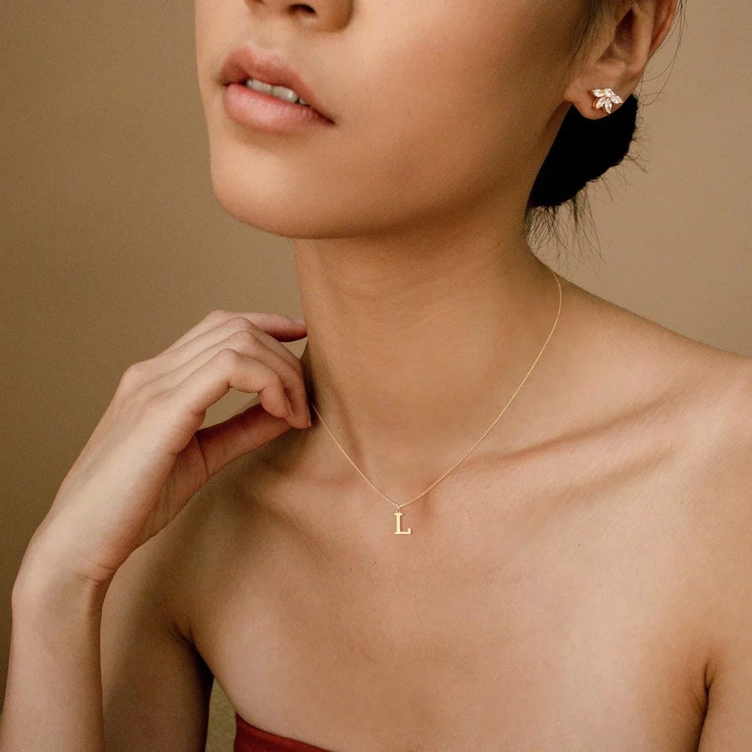 Vintage Letter Initial Gold Necklace
