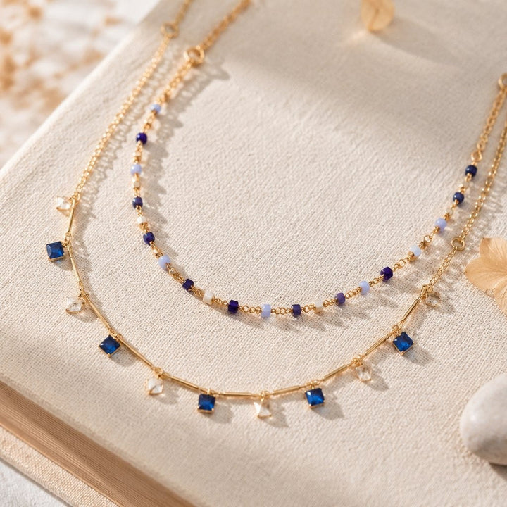 Double Layer Geometric Bead Necklace