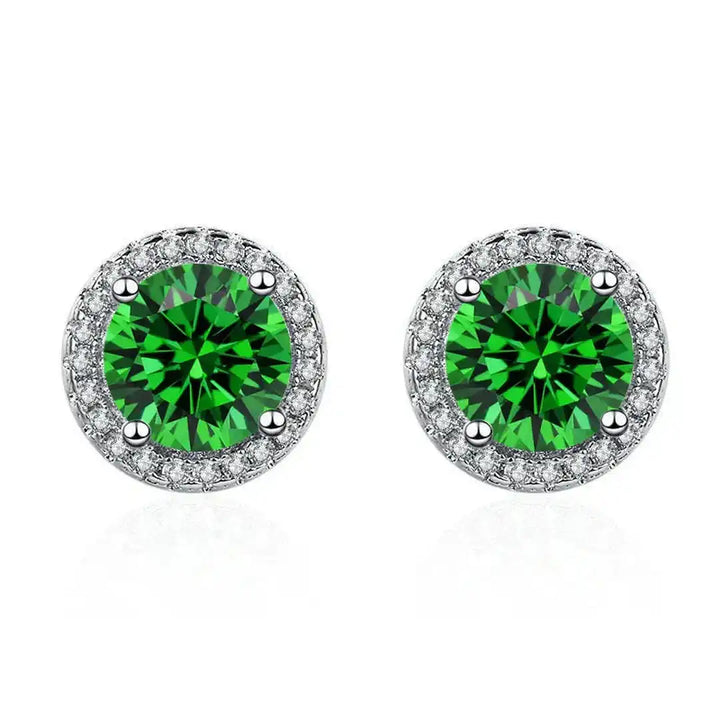 Emerald Silver Stud Earrings