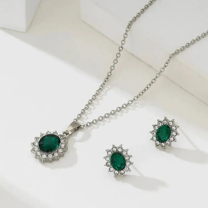 Emerald Silver Sunburst Set