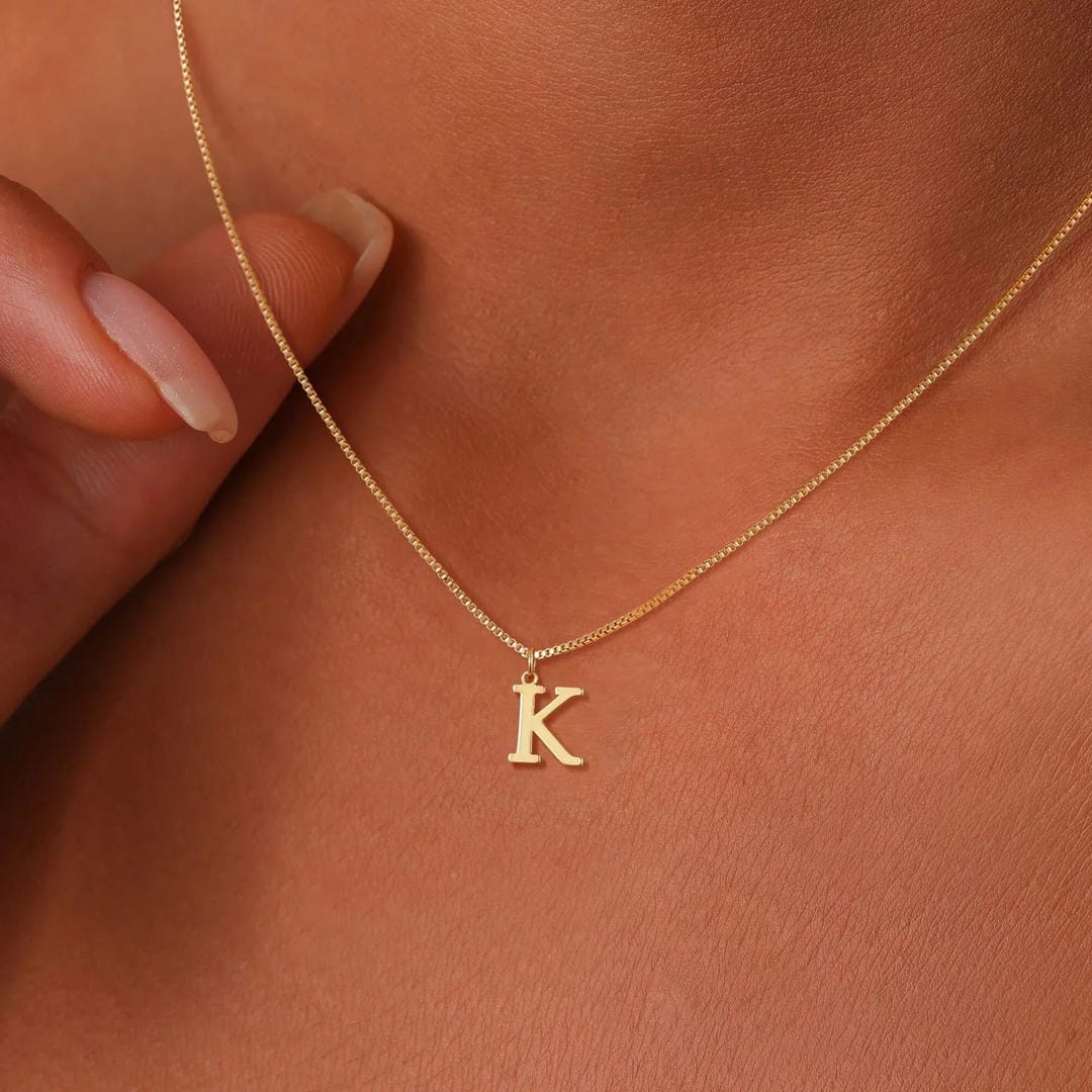 Vintage Letter Initial Gold Necklace