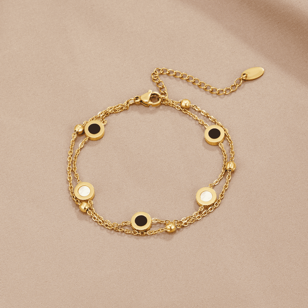 Muse Onyx &amp; White Stone Bracelet