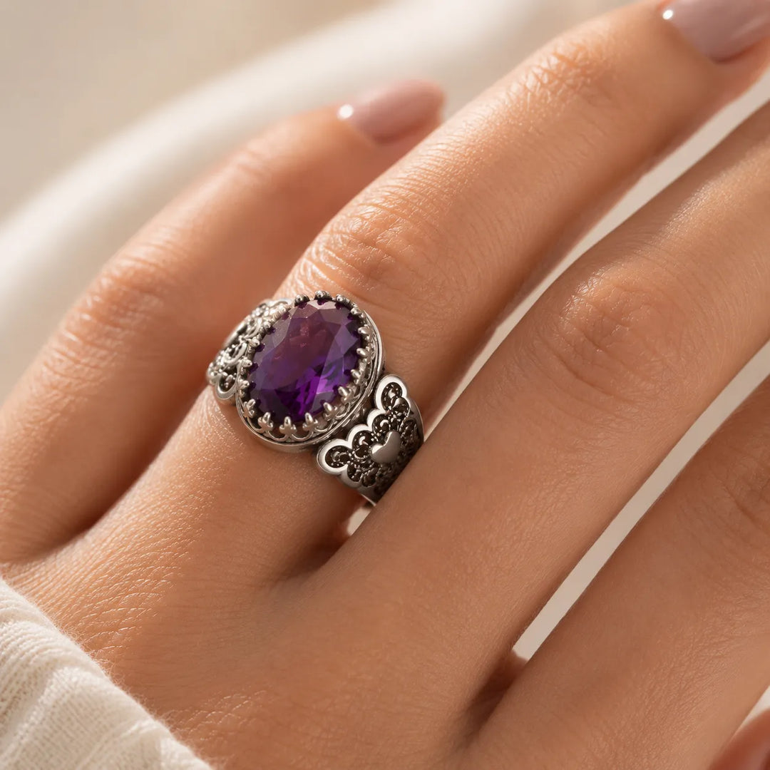 Ornate Oval Zirconia Ring