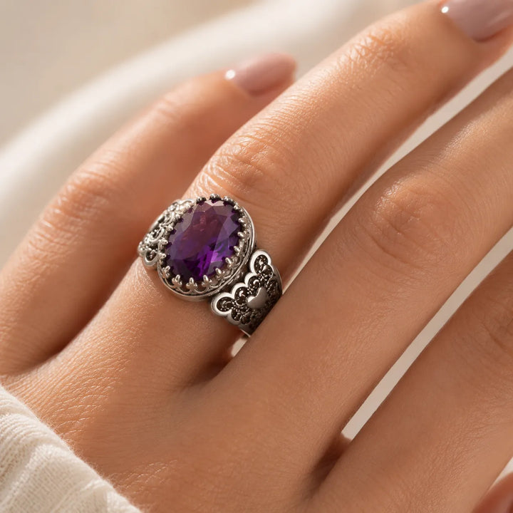 Ornate Oval Zirconia Ring