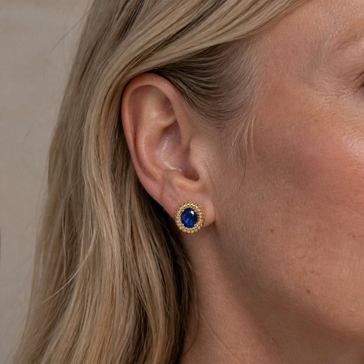 Oval Blue Stud Earrings