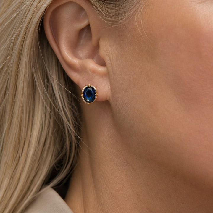 Oval Sapphire Stud Earrings