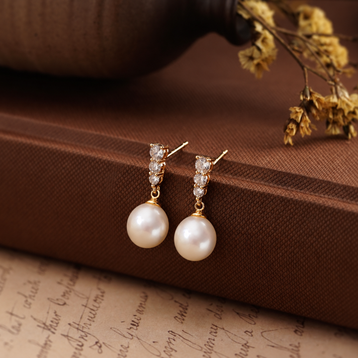 Pearl Drop Trio Sparkle Studs