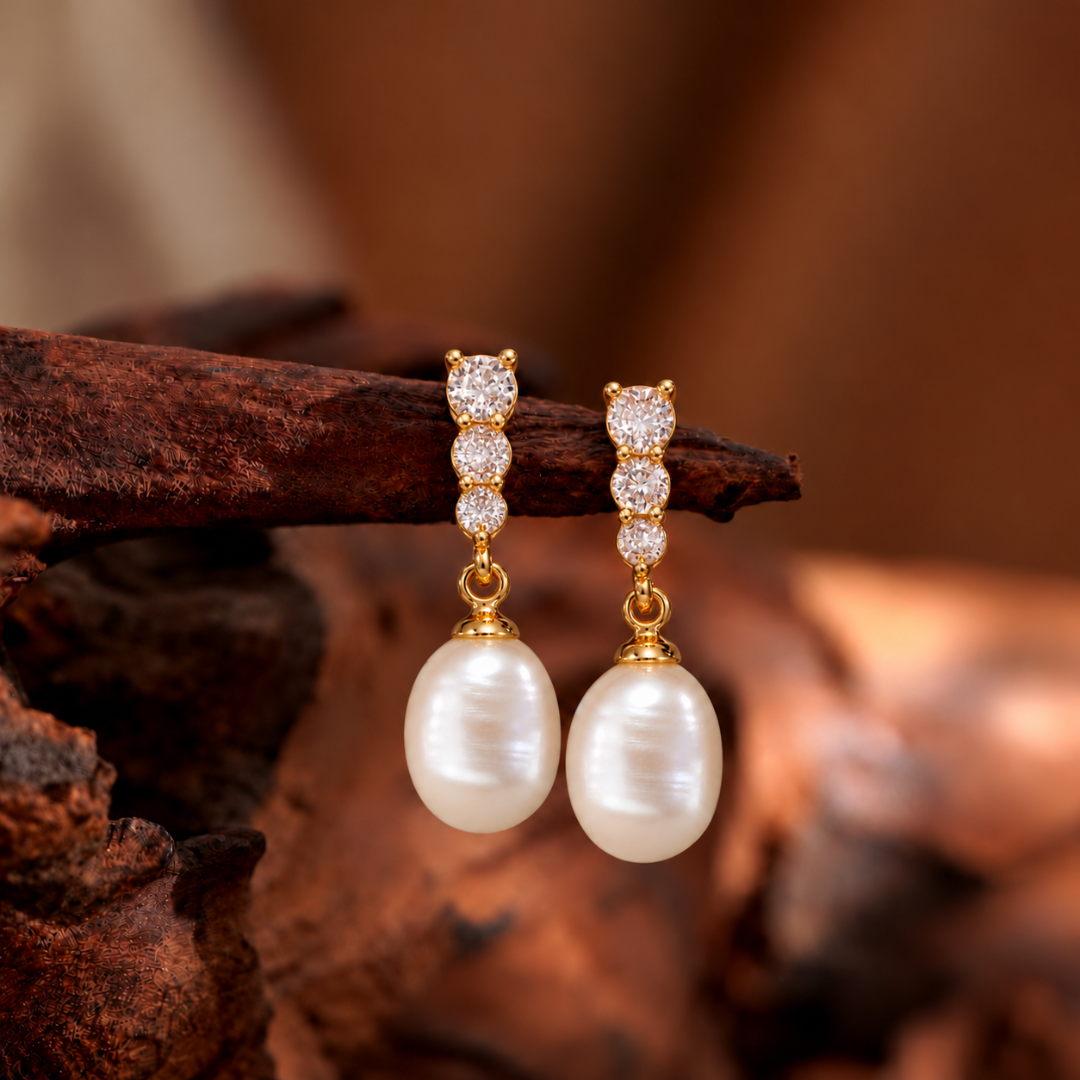 Pearl Drop Trio Sparkle Studs