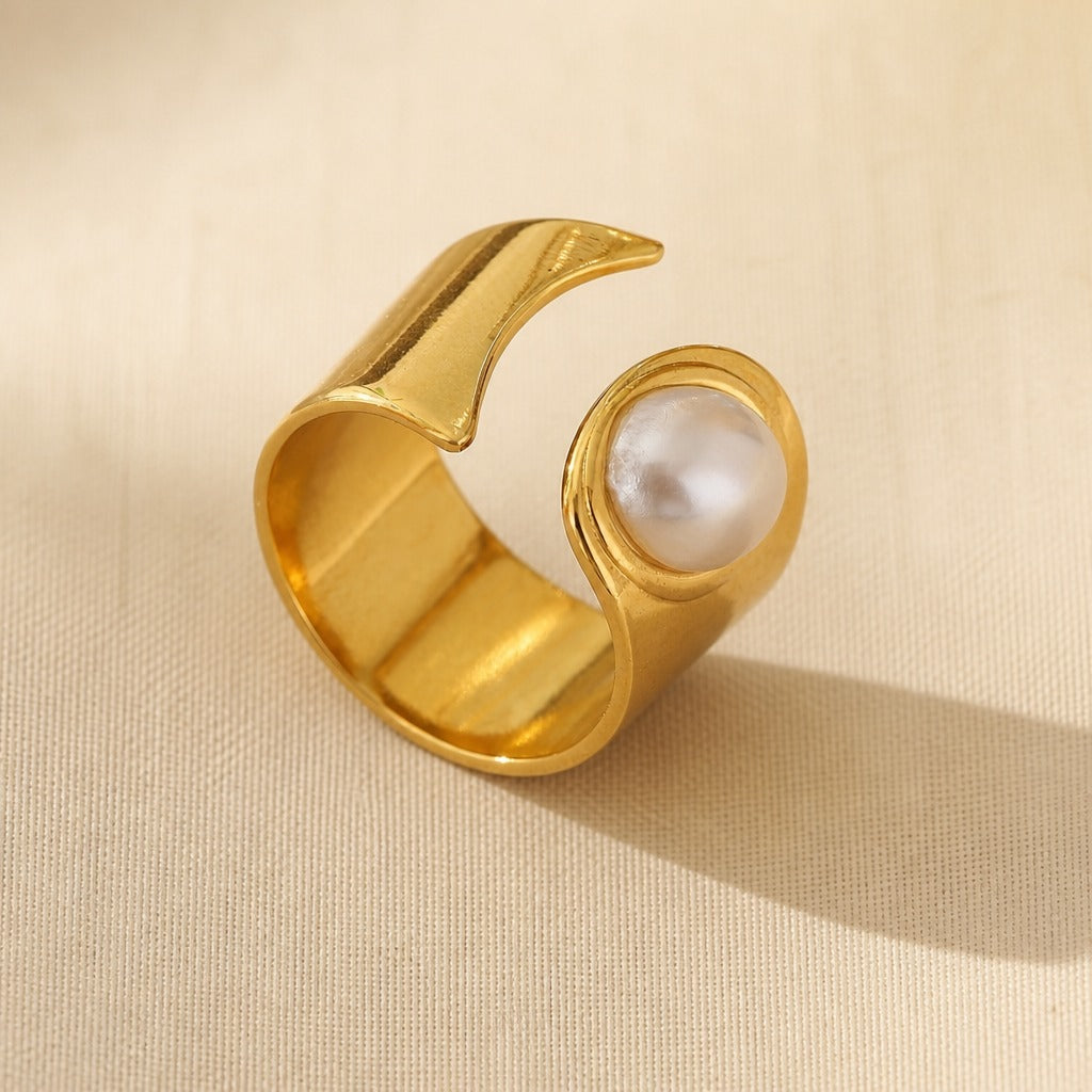 Pearl Open Gold Ring