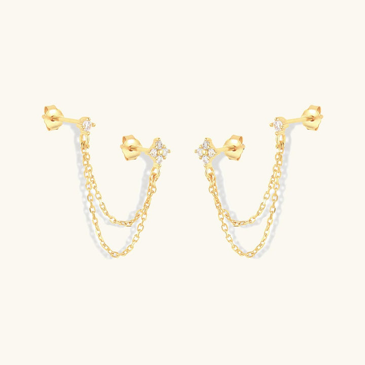 Radiant Crystal Dual Chain Stud