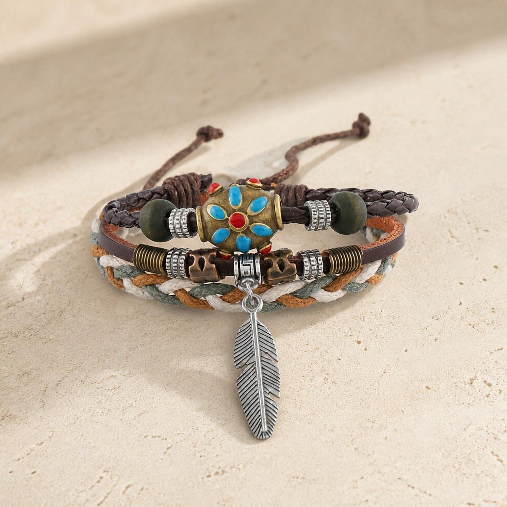 Retro Layered Leather Boho Bracelet