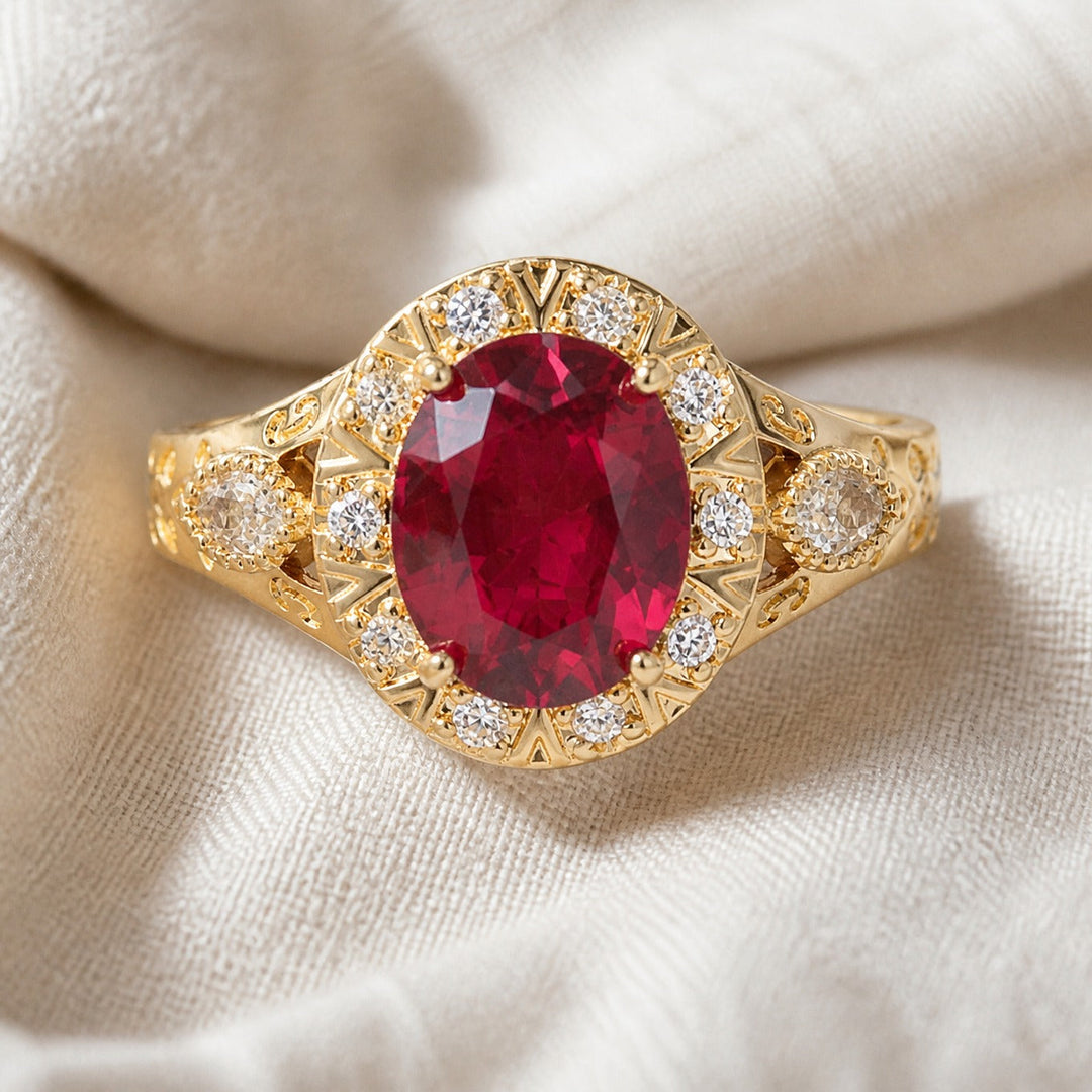 Ruby Halo Knot Statement Ring