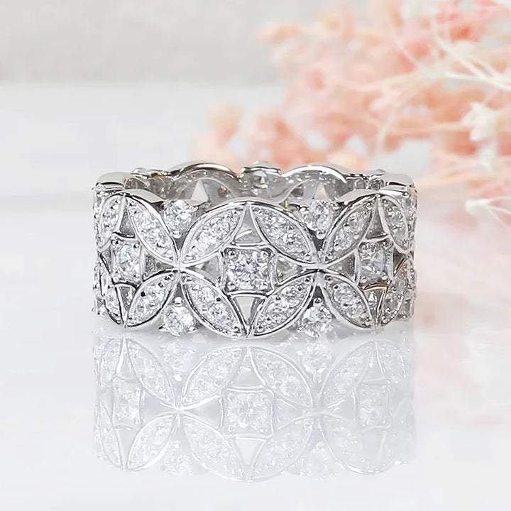 Regal Hollow Flower Wide Ring
