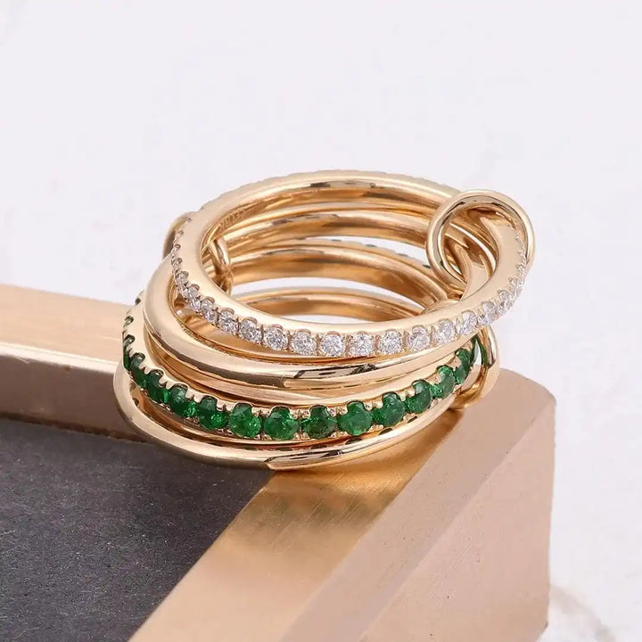 Glittering Crystals Stacked Rose Gold Ring
