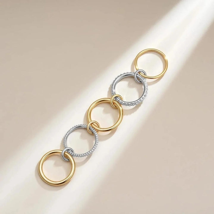 Elegant Stacked Crystal Gold Ring