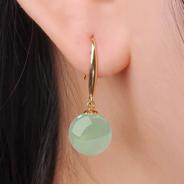 Graceful Jade Orb Earrings