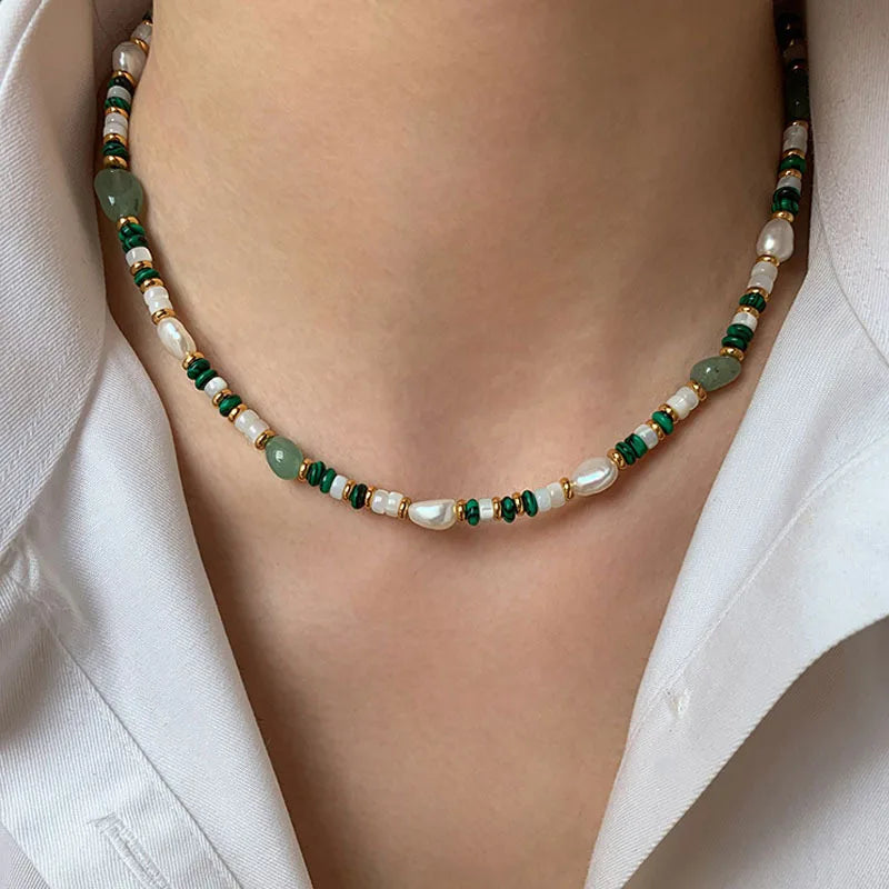 Prestigious Pearl Jade Gold Necklace