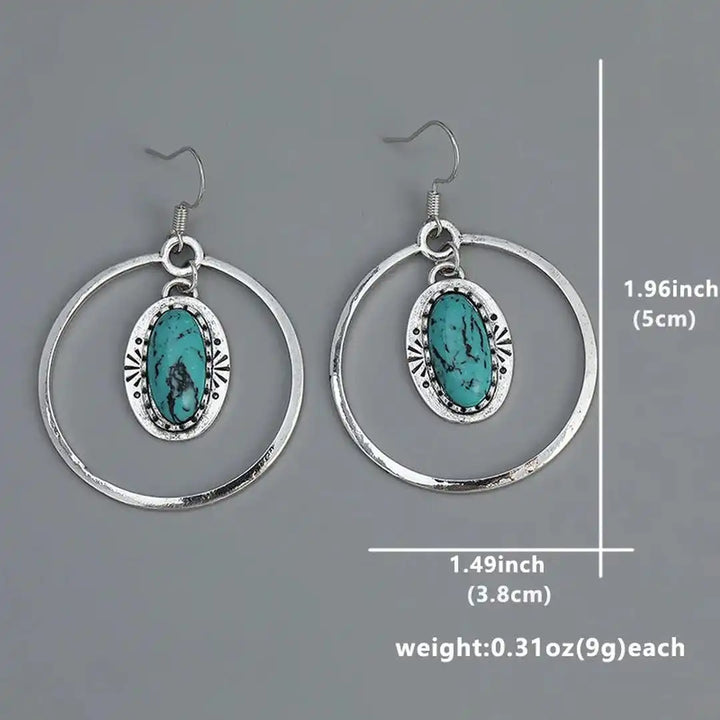 Vintage Silver Inlaid Turquoise Drop Earrings