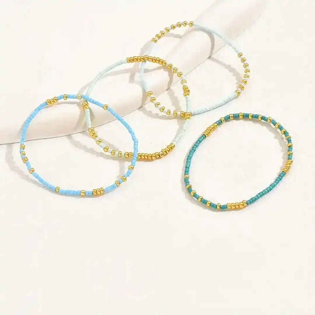 Chic Bohemian Turquoise Beaded Bracelet Set