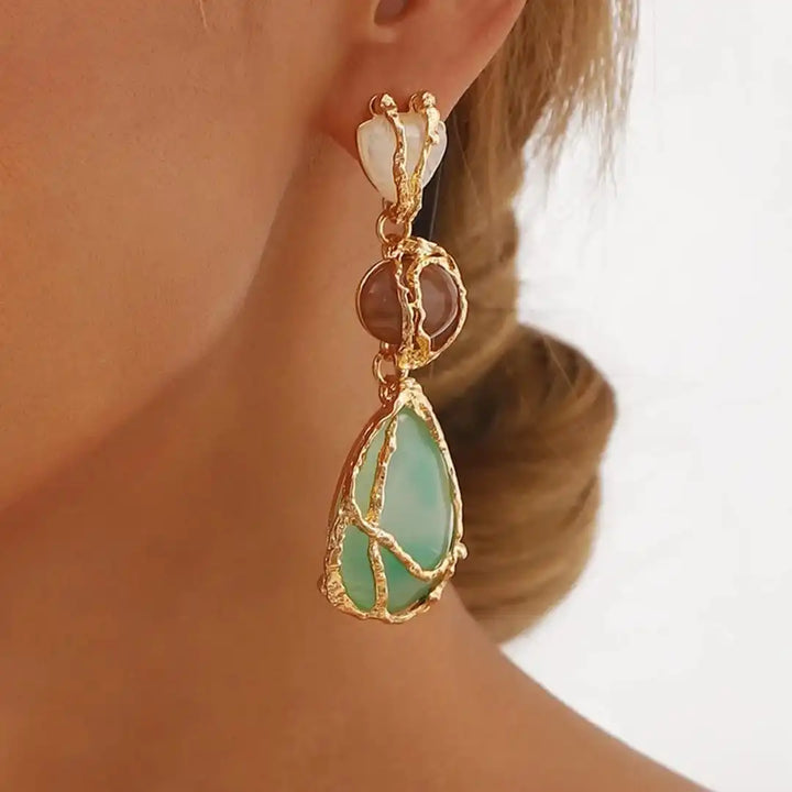 Vintage Gold Teardrop Charm Earrings
