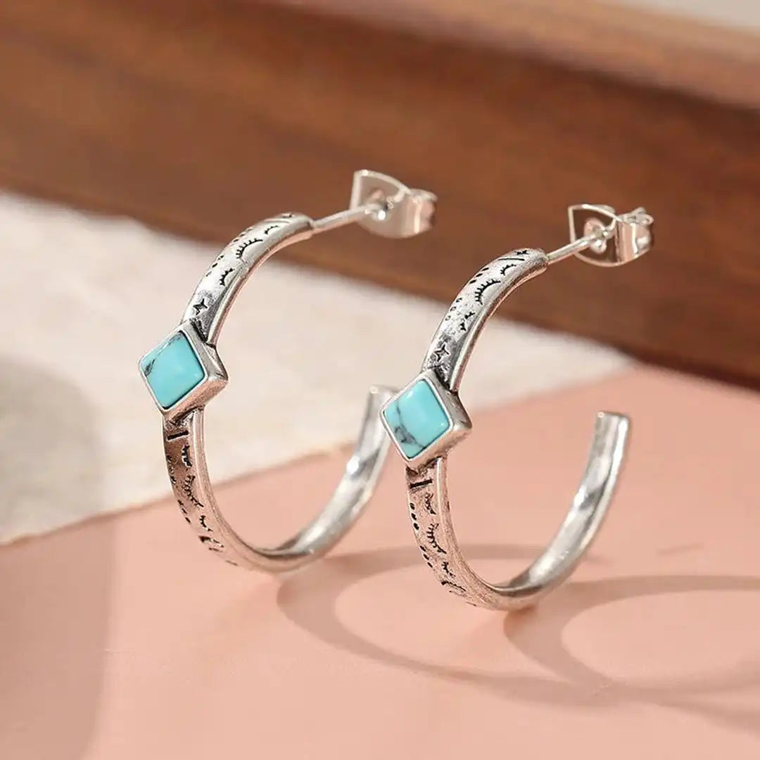 Bohemian Hand Carved Hoop Earrings