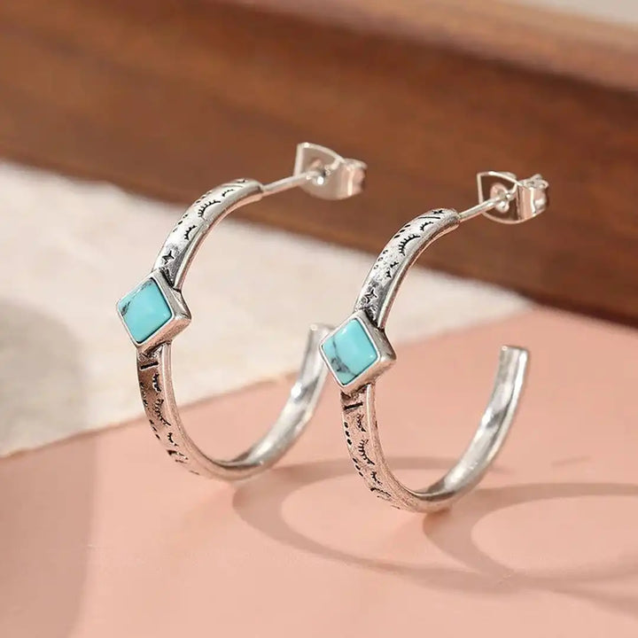 Bohemian Hand Carved Hoop Earrings
