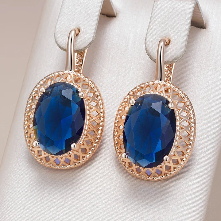 Trendy Oval Blue Zircon Drop Earrings