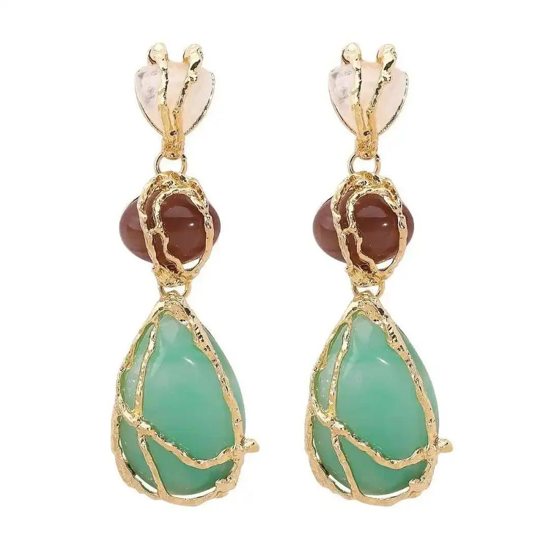 Vintage Gold Teardrop Charm Earrings