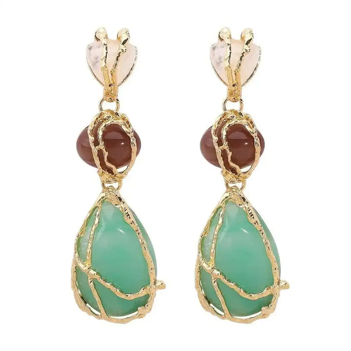 Vintage Gold Teardrop Charm Earrings