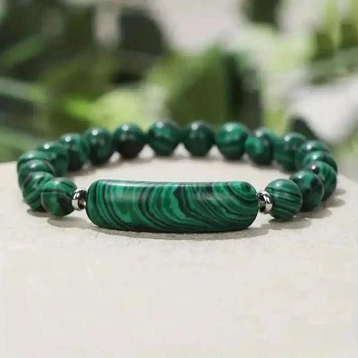 Gemstone Bar Beaded Stretch Bracelet
