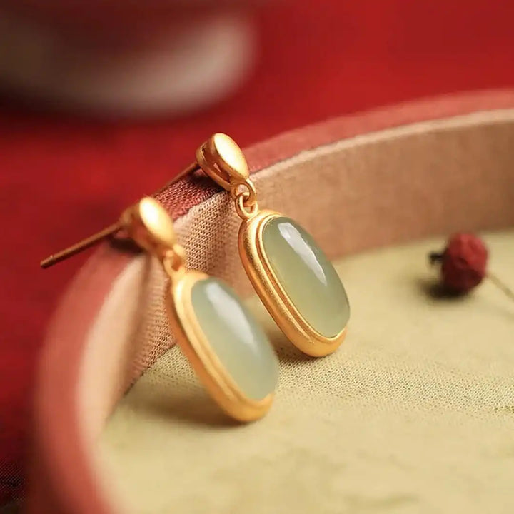 Retro Hetian Jade Earrings