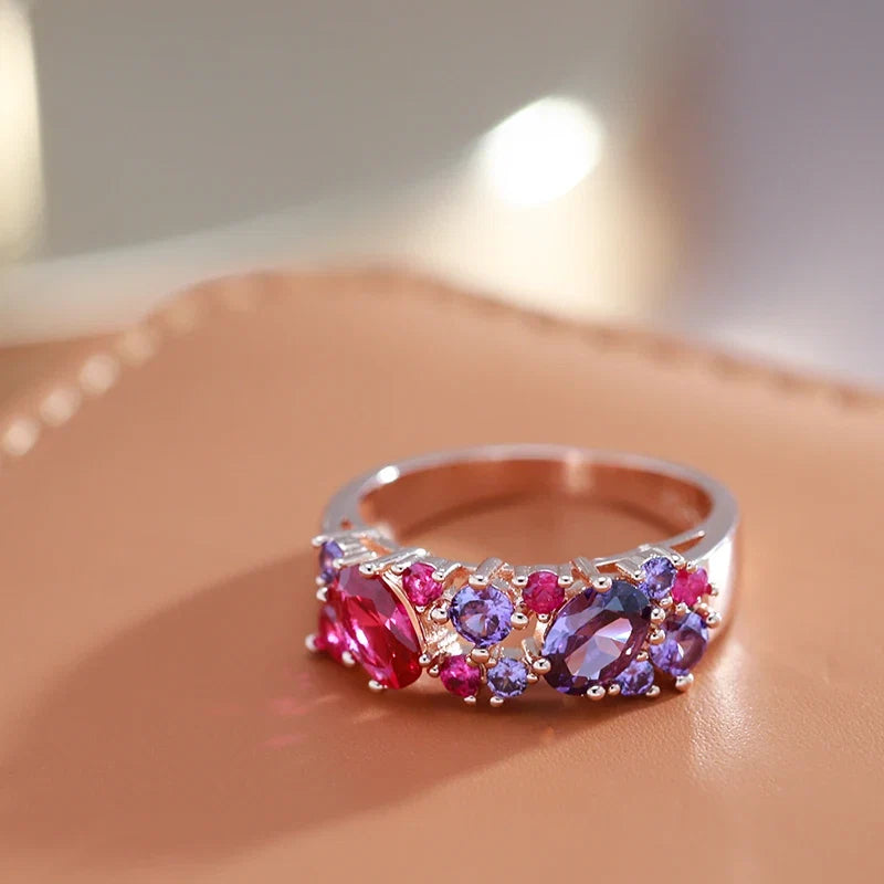 Lustrous Shimmering Cluster Ring