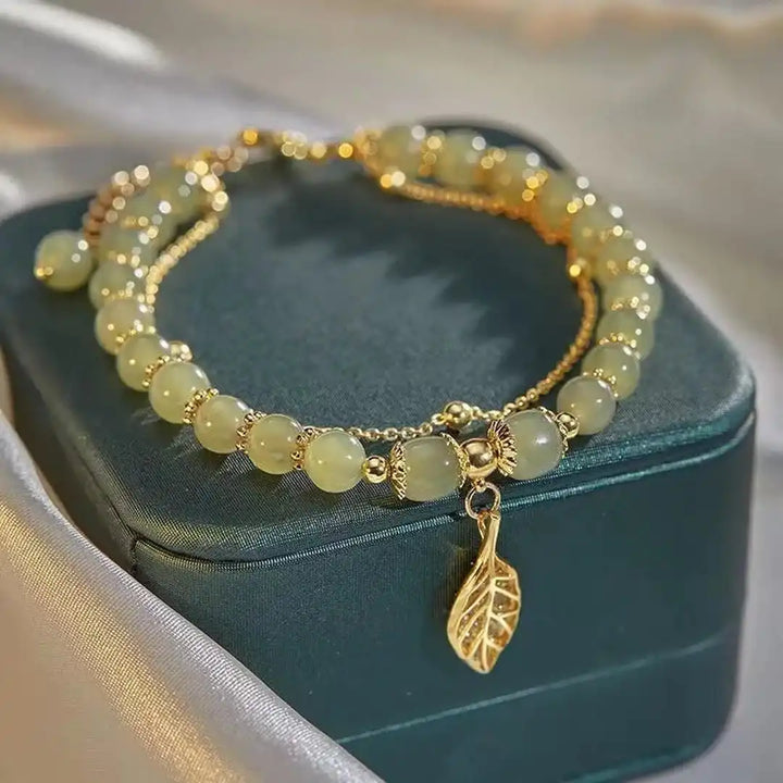 Exquisite Gold Green Jade Bracelet