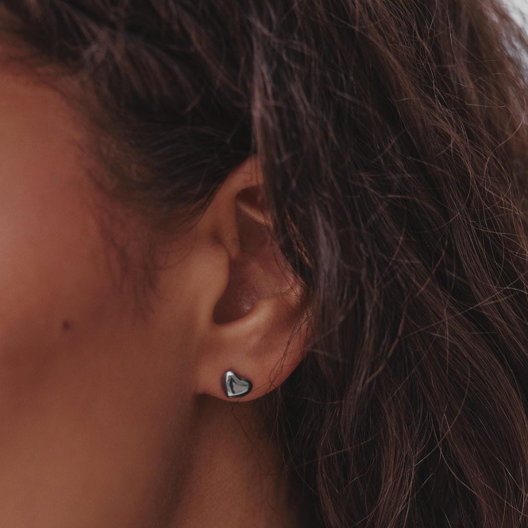Stylish Mini Heart Silver Earrings