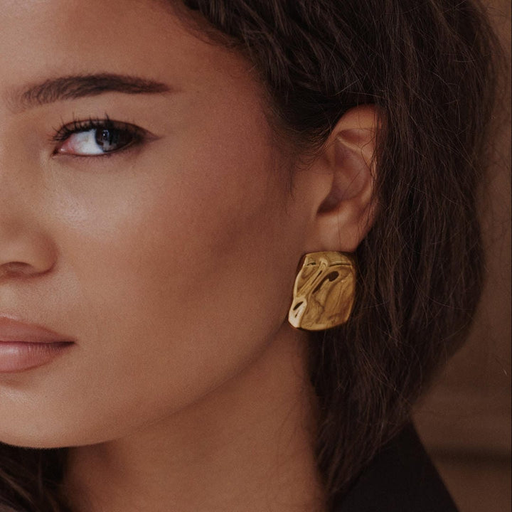 Molten Gold Statement Earring