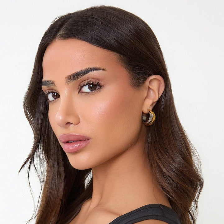 Stylish Two Tone Gold and Silver Earrings