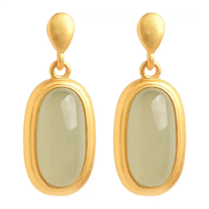 Retro Hetian Jade Earrings