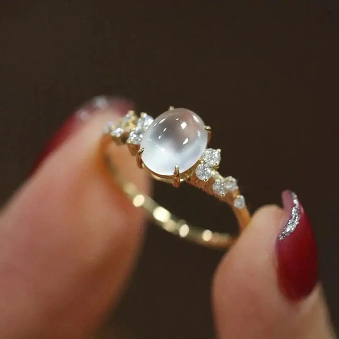 Lunar Glow Moonstone Crystal Ring