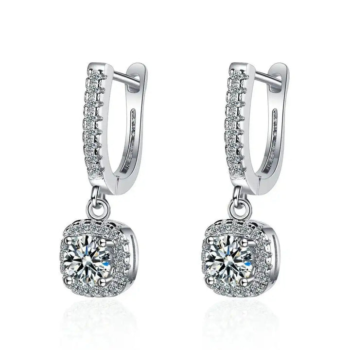 Classic White Gold Stone Earrings