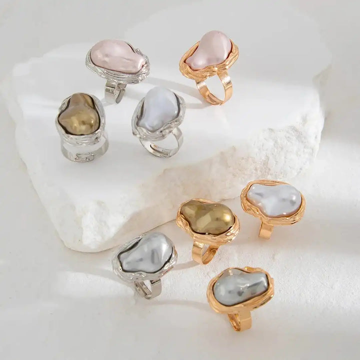 Chunky Baroque Pearl Cocktail Rings