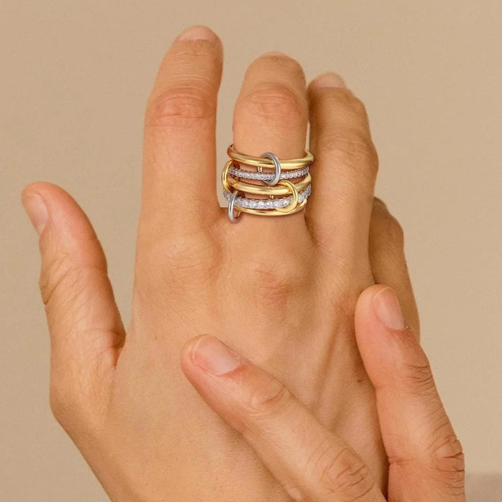 Elegant Stacked Crystal Gold Ring