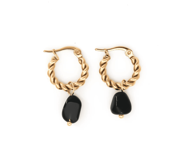 Louane Graceful Drop Stone Twisted Earrings