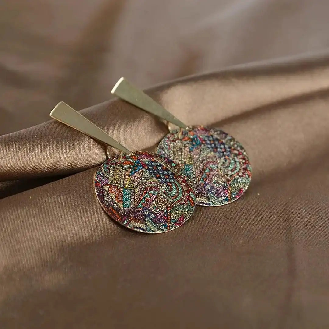 Bohemian Painting Rhinestone Earrings