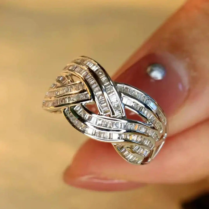 Wave Cross Zirconia Ring