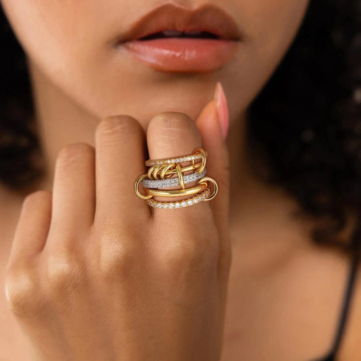 Elegant Stacked Crystals Statement Ring