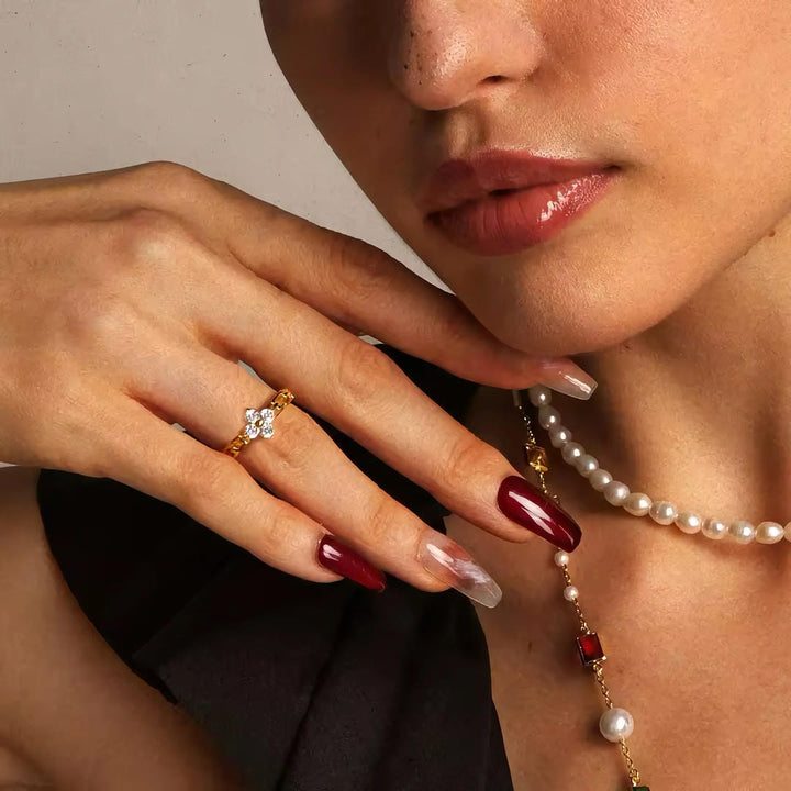 Radiant Floral Crystal Ring