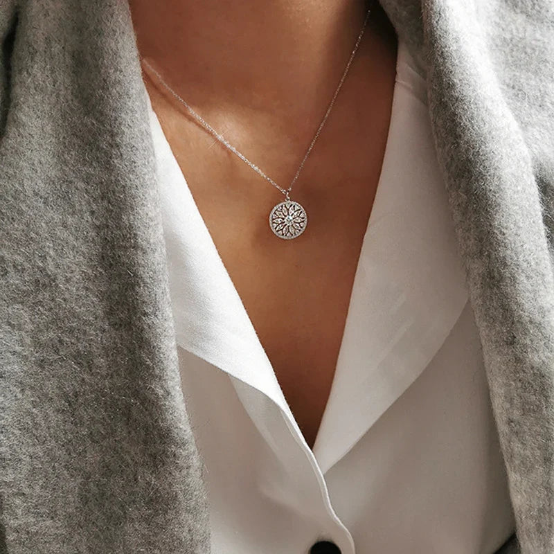 Lavish Sunflower Zirconia Necklace