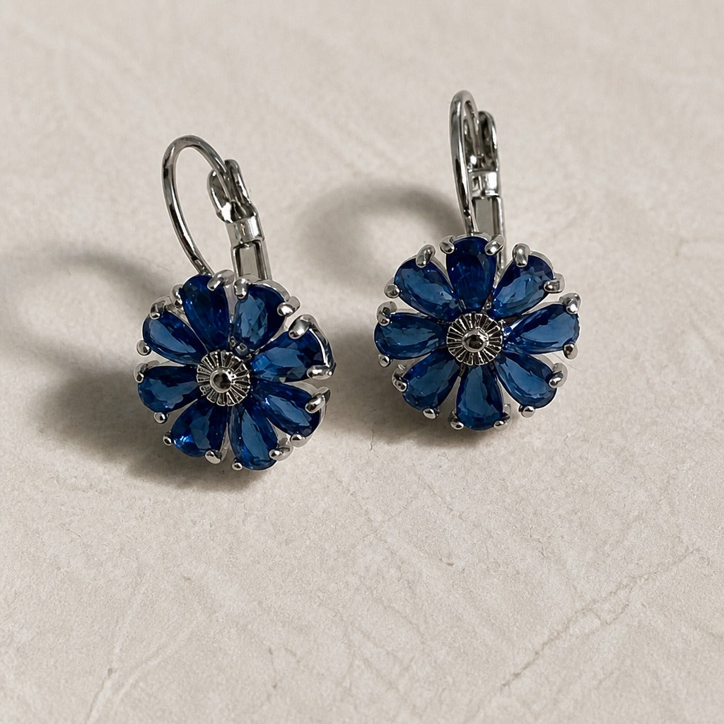 Sunflower Zirconia Silver Earrings