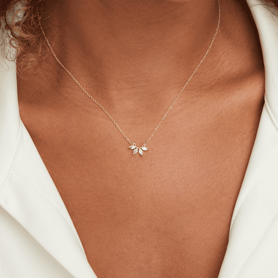 Omelia Sparkling Crystal Leaf Necklace